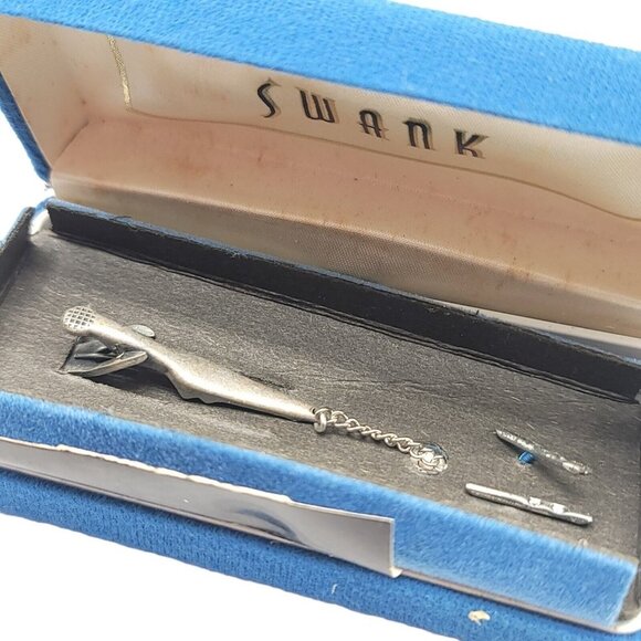 SWANK Silver Tone See Thru Key Tie Clip New Old Stock in Box - Picture 3 of 4